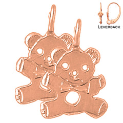 14K or 18K Gold Teddy Bear Earrings