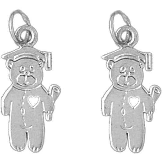 Sterling Silver 21mm Teddy Bear Earrings