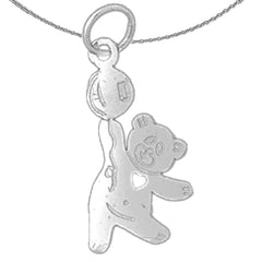 14K or 18K Gold Teddy Bear With Balloons Pendant