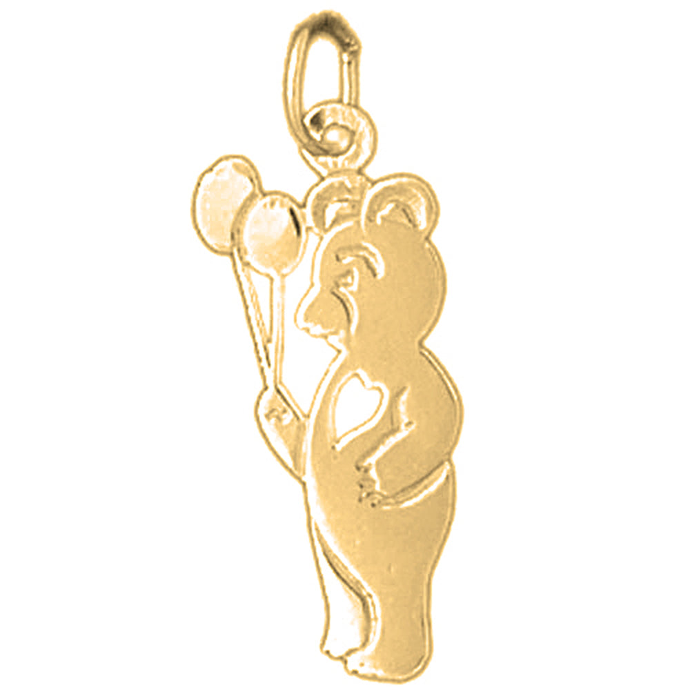 14K or 18K Gold Teddy Bear With Balloons Pendant