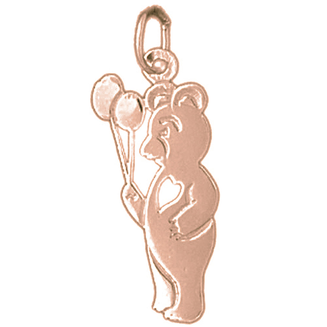 14K or 18K Gold Teddy Bear With Balloons Pendant