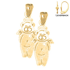 24 mm große Teddybär-Ohrringe aus Sterlingsilber (weiß- oder gelbvergoldet)