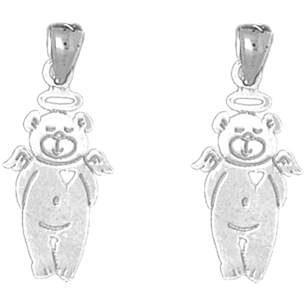 Sterling Silver 24mm Teddy Bear Earrings