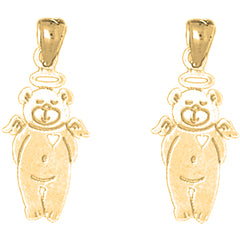 Yellow Gold-plated Silver 24mm Teddy Bear Earrings