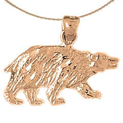 14K or 18K Gold Brown Bear Pendant