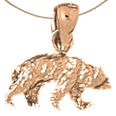Colgante de oso grizzly 3D de oro de 10 quilates, 14 quilates o 18 quilates