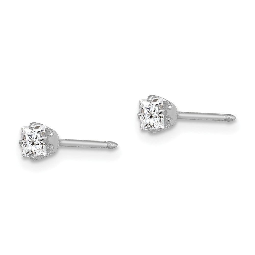 Inverness 18K White Gold 3mm Square CZ Earrings