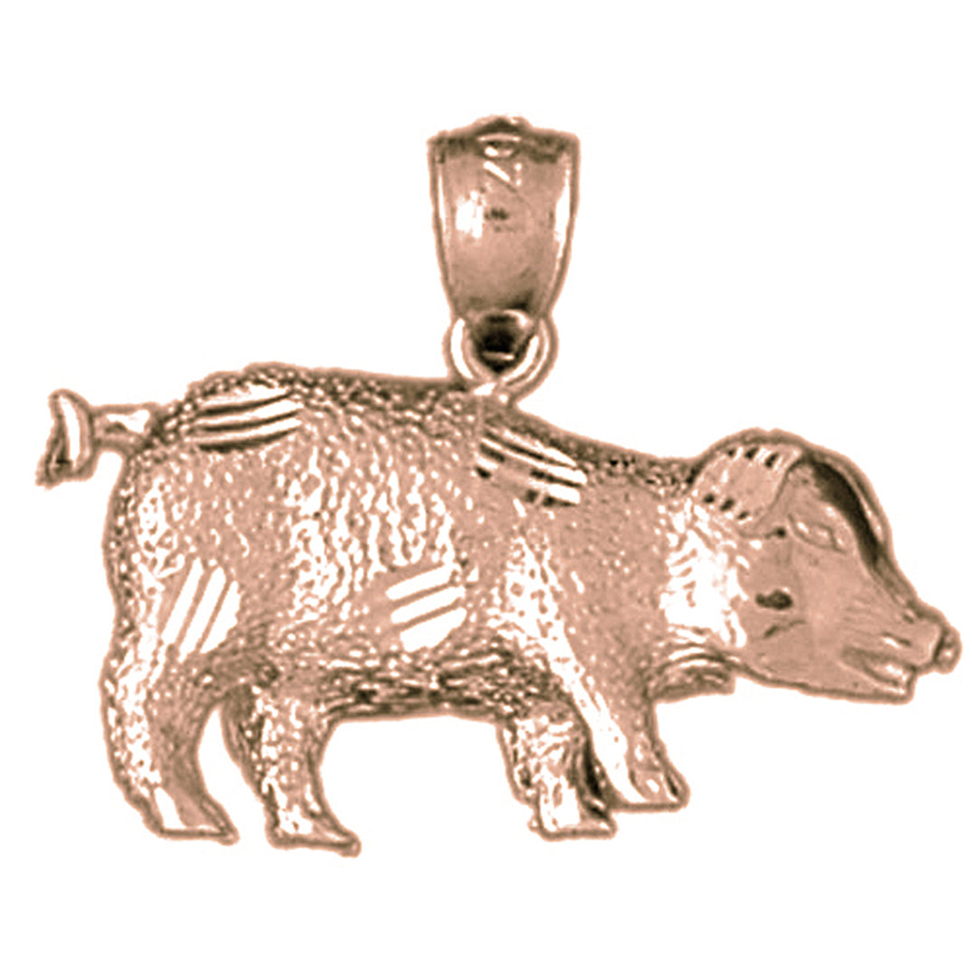 10K, 14K or 18K Gold Pig Pendant