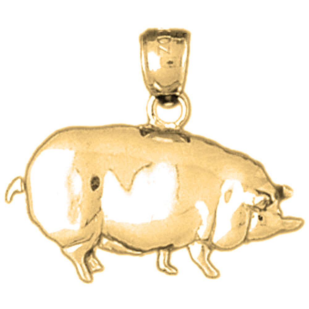 10K, 14K or 18K Gold Pig Pendant