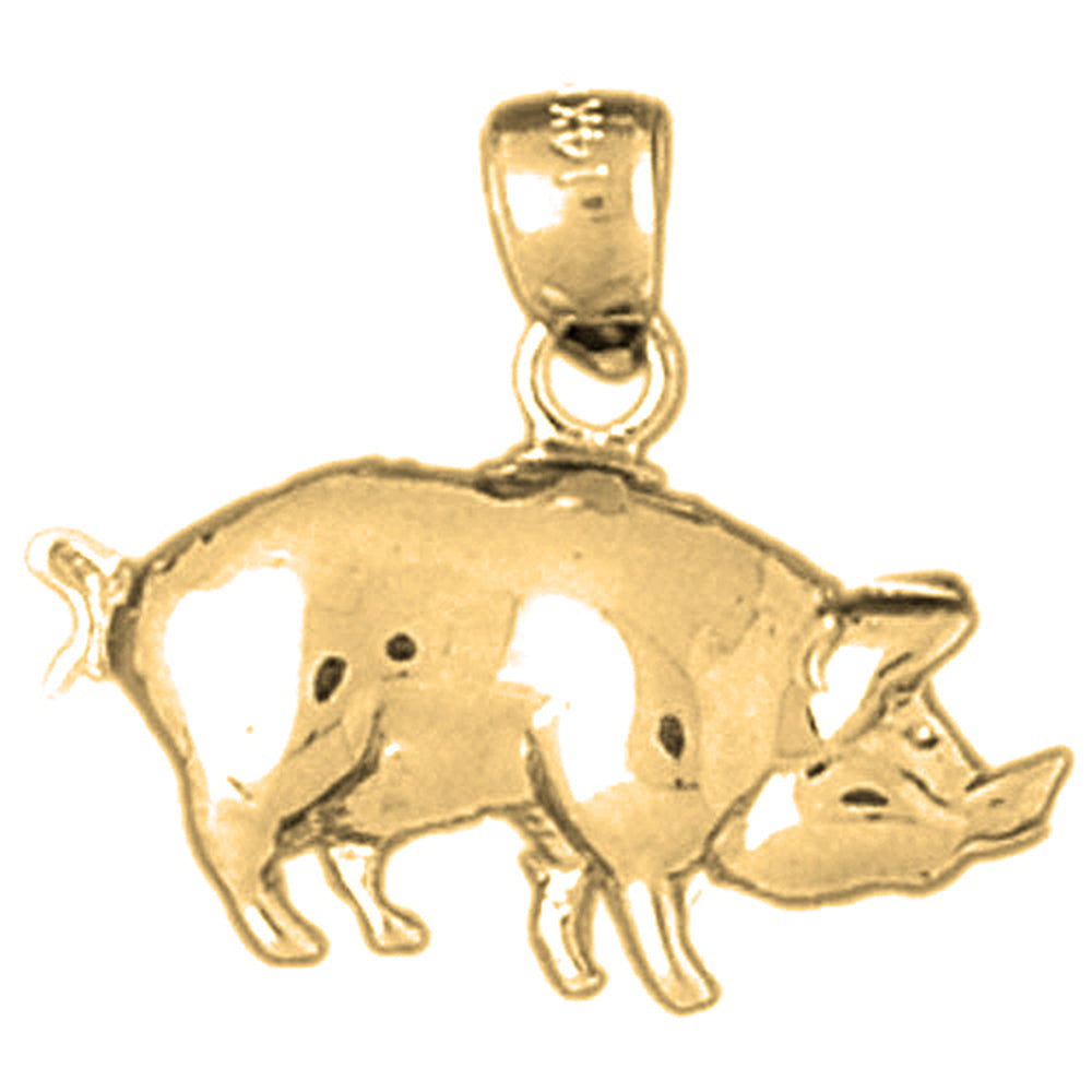 10K, 14K or 18K Gold Pig Pendant