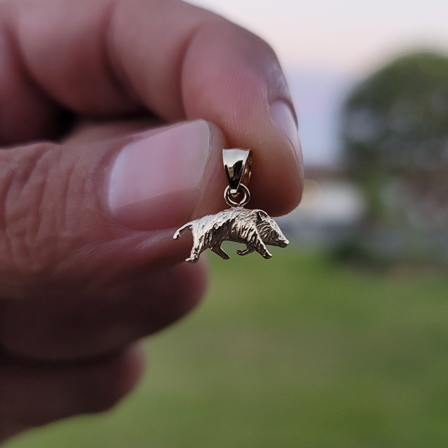 14K or 18K Gold 3D Boar Pendant