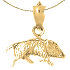 14K or 18K Gold 3D Boar Pendant