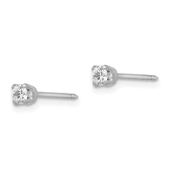 Inverness 18K White Gold 3mm CZ Earrings