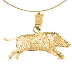 14K or 18K Gold Boar Pendant