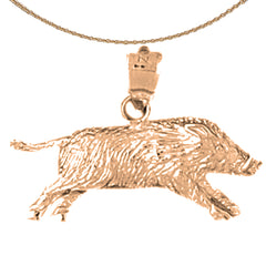 14K or 18K Gold Boar Pendant