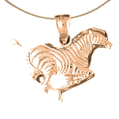 10K, 14K or 18K Gold Zebra Pendant