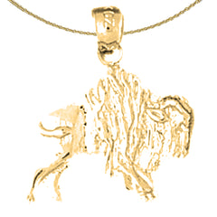 14K or 18K Gold Bison Pendant