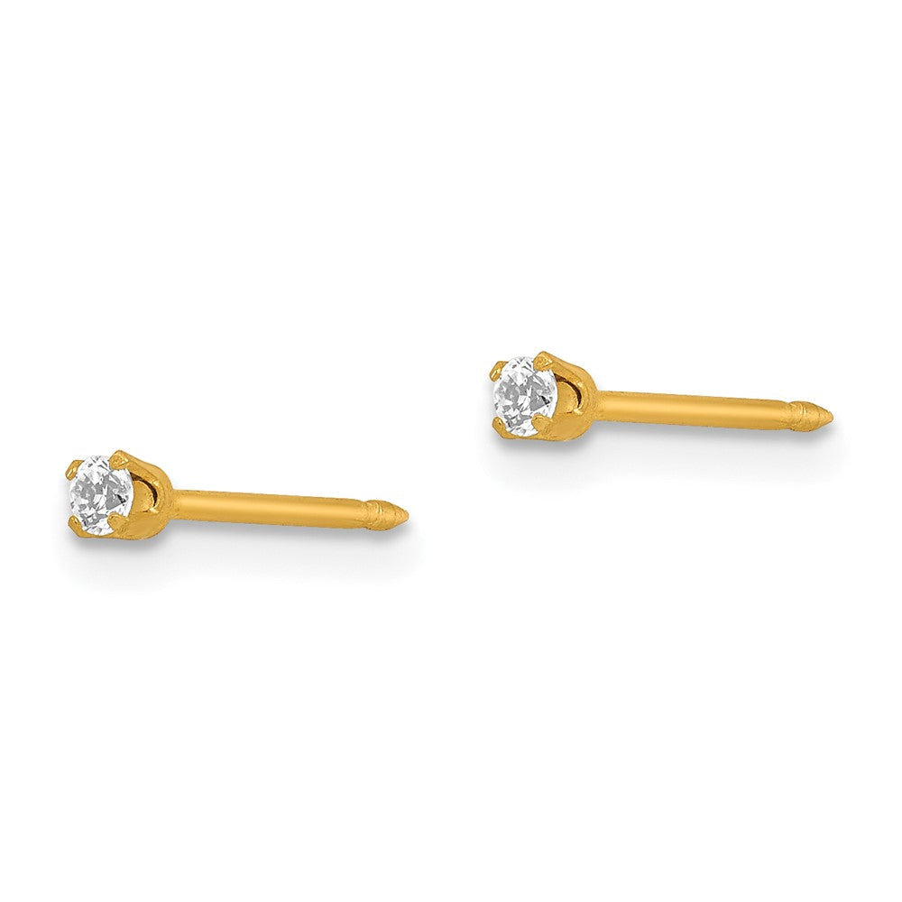 Inverness 18K Yellow Gold 2mm CZ Post Earrings