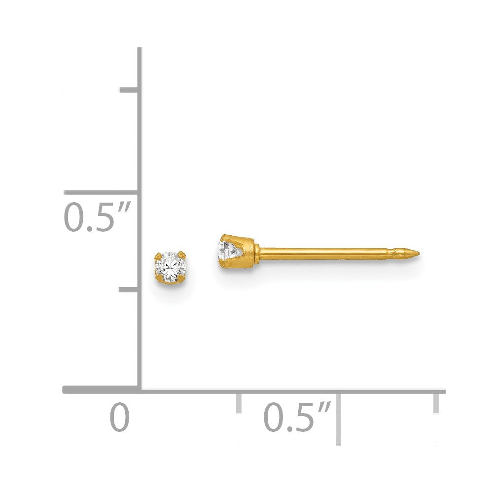 Inverness 18K Yellow Gold 2mm CZ Post Earrings