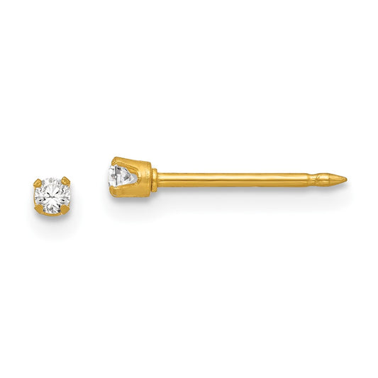 Inverness 18K Yellow Gold 2mm CZ Post Earrings