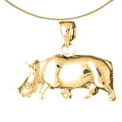 10K, 14K or 18K Gold Rhinoceros Pendant