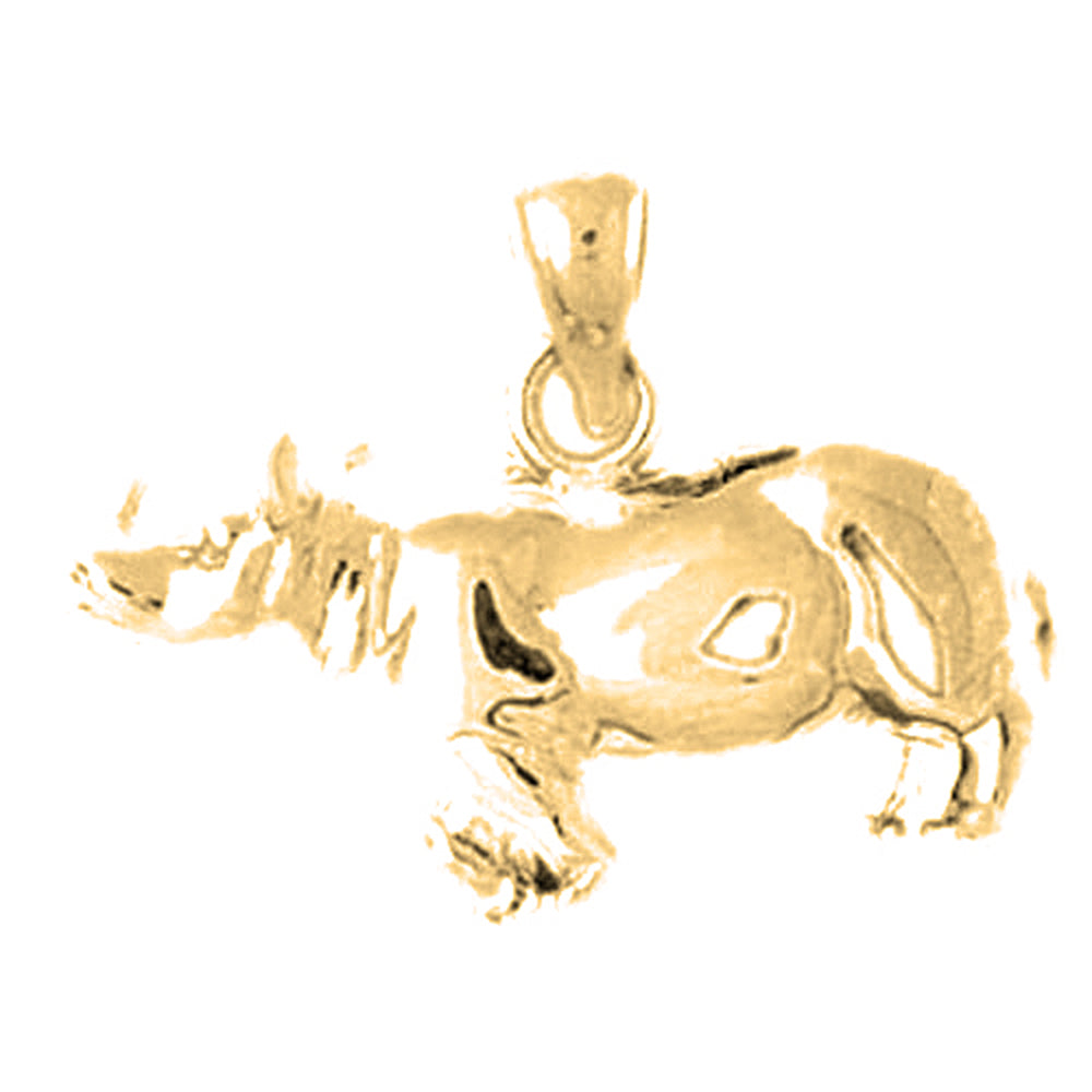 10K, 14K or 18K Gold Rhinoceros Pendant