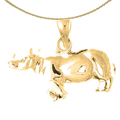 10K, 14K or 18K Gold Rhinoceros Pendant