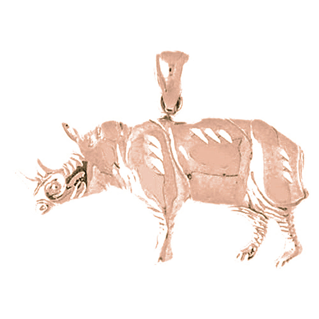 10K, 14K or 18K Gold Rhinoceros Pendant