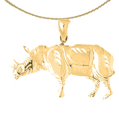 10K, 14K or 18K Gold Rhinoceros Pendant