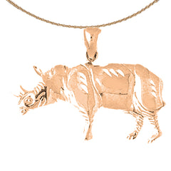 10K, 14K or 18K Gold Rhinoceros Pendant