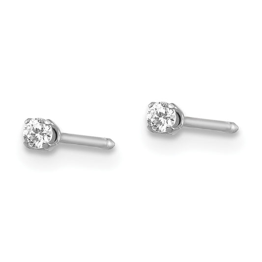 Inverness 18K White Gold Gold 2mm CZ Earrings