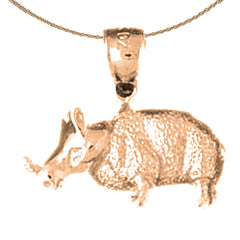 10K, 14K or 18K Gold Rhinoceros Pendant