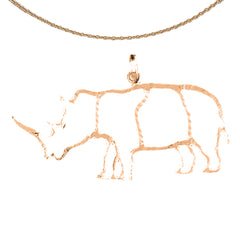 Colgante de rinoceronte de oro de 14 quilates o 18 quilates