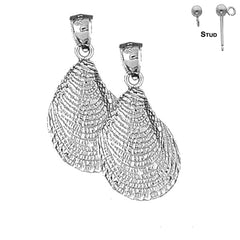 Pendientes de concha de plata de ley de 33 mm (chapados en oro blanco o amarillo)