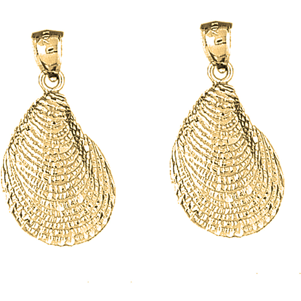 Yellow Gold-plated Silver 33mm Shell Earrings