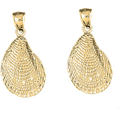 Yellow Gold-plated Silver 33mm Shell Earrings