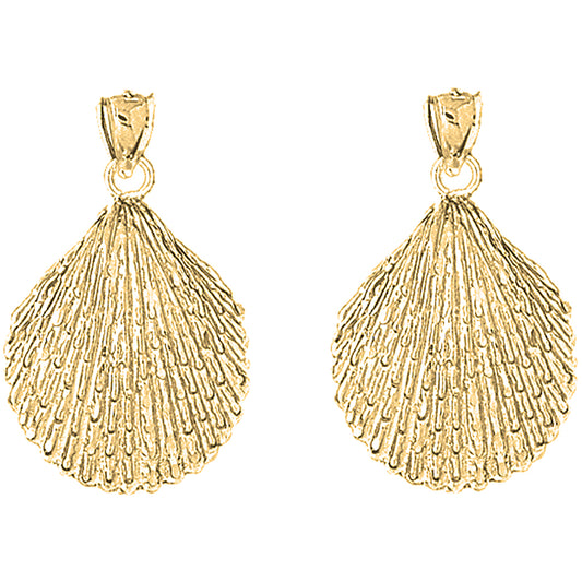 Yellow Gold-plated Silver 37mm Shell Earrings