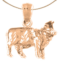 Colgante de vaca 3D de oro de 10K, 14K o 18K