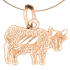 14K or 18K Gold Cow Pendant