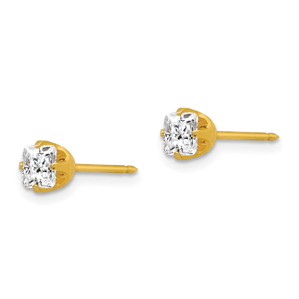 Inverness 14K Yellow Gold 5mm Sq. Princess CZ Post Earrings