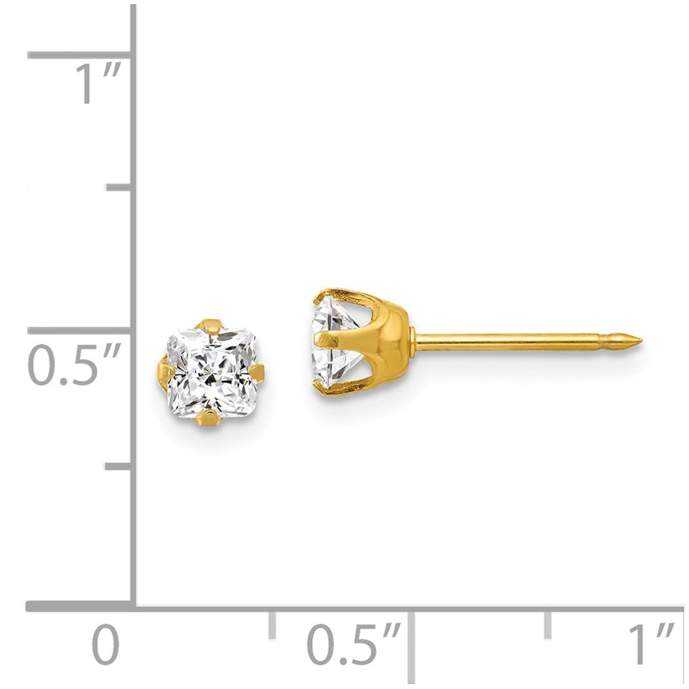 Inverness 14K Yellow Gold 5mm Sq. Princess CZ Post Earrings