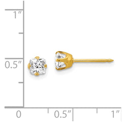 Inverness 14K Yellow Gold 5mm Sq. Princess CZ Post Earrings