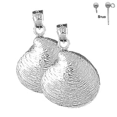 Sterling Silver 28mm Shell Earrings (White or Yellow Gold Plated)