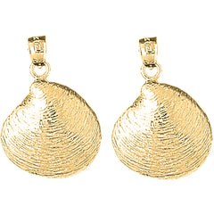 Yellow Gold-plated Silver 28mm Shell Earrings