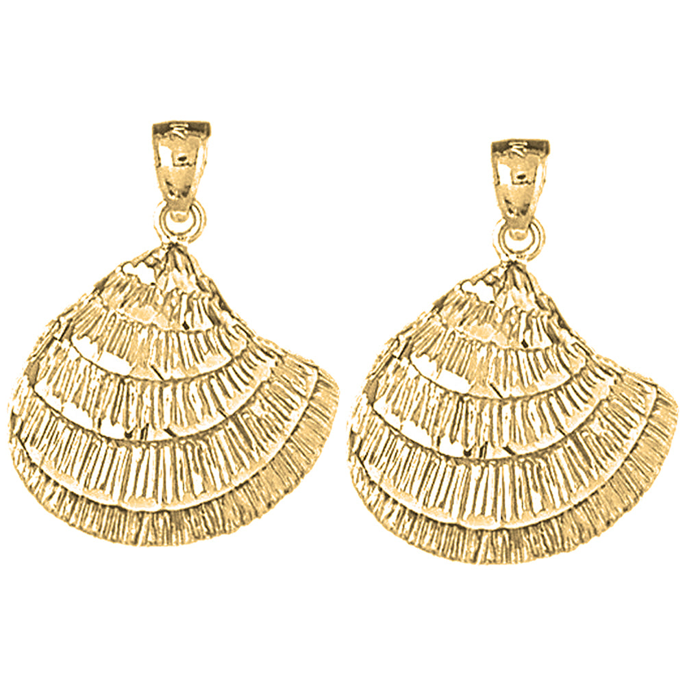 Yellow Gold-plated Silver 28mm Shell Earrings