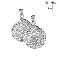 Sterling Silver 31mm Shell Earrings (White or Yellow Gold Plated)