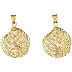 Yellow Gold-plated Silver 31mm Shell Earrings