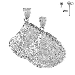 Sterling Silver 336mm Shell Earrings (White or Yellow Gold Plated)