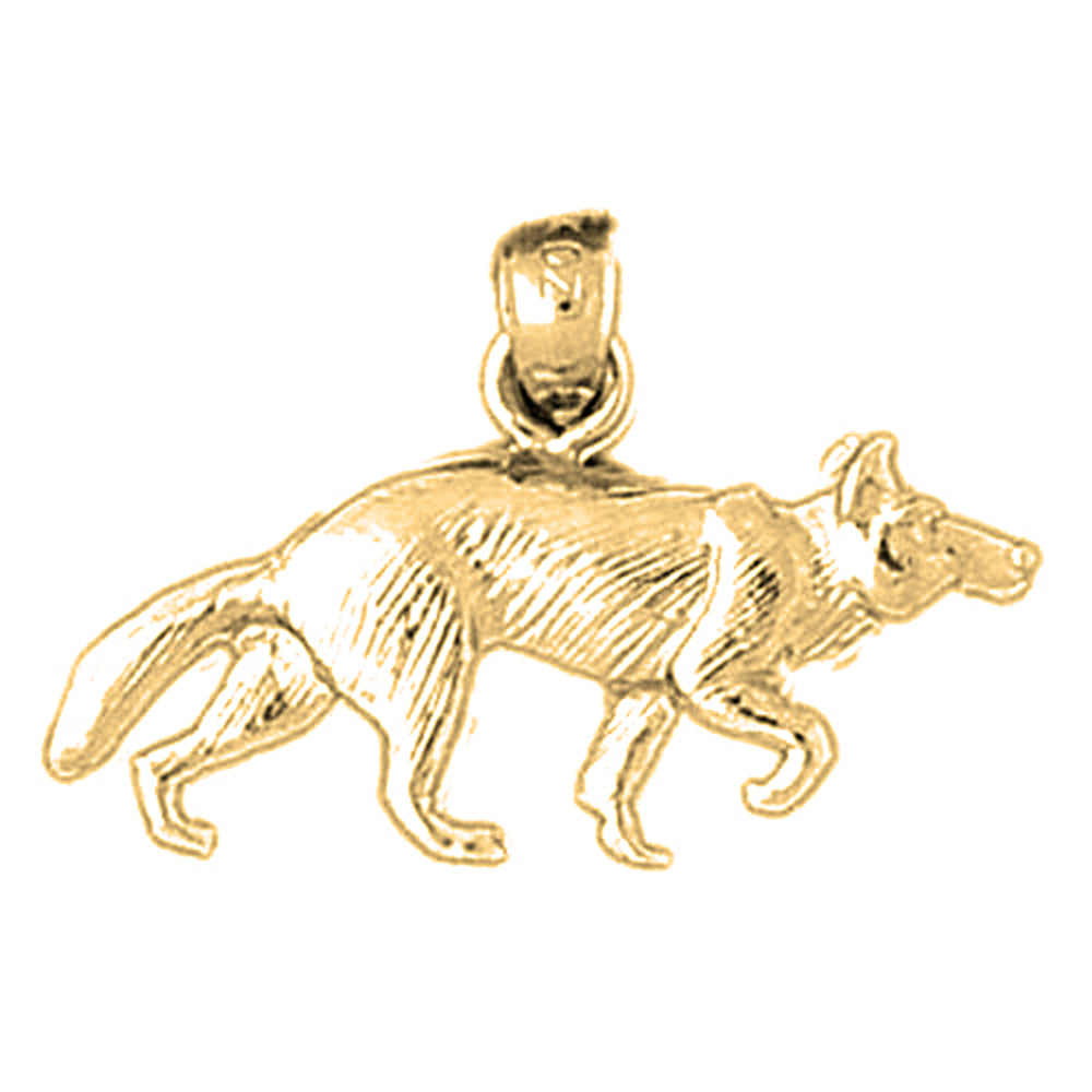 10K, 14K or 18K Gold Wolf Pendant