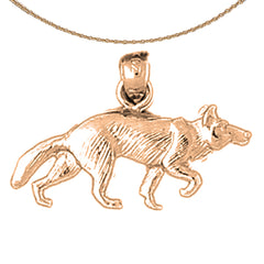 10K, 14K or 18K Gold Wolf Pendant